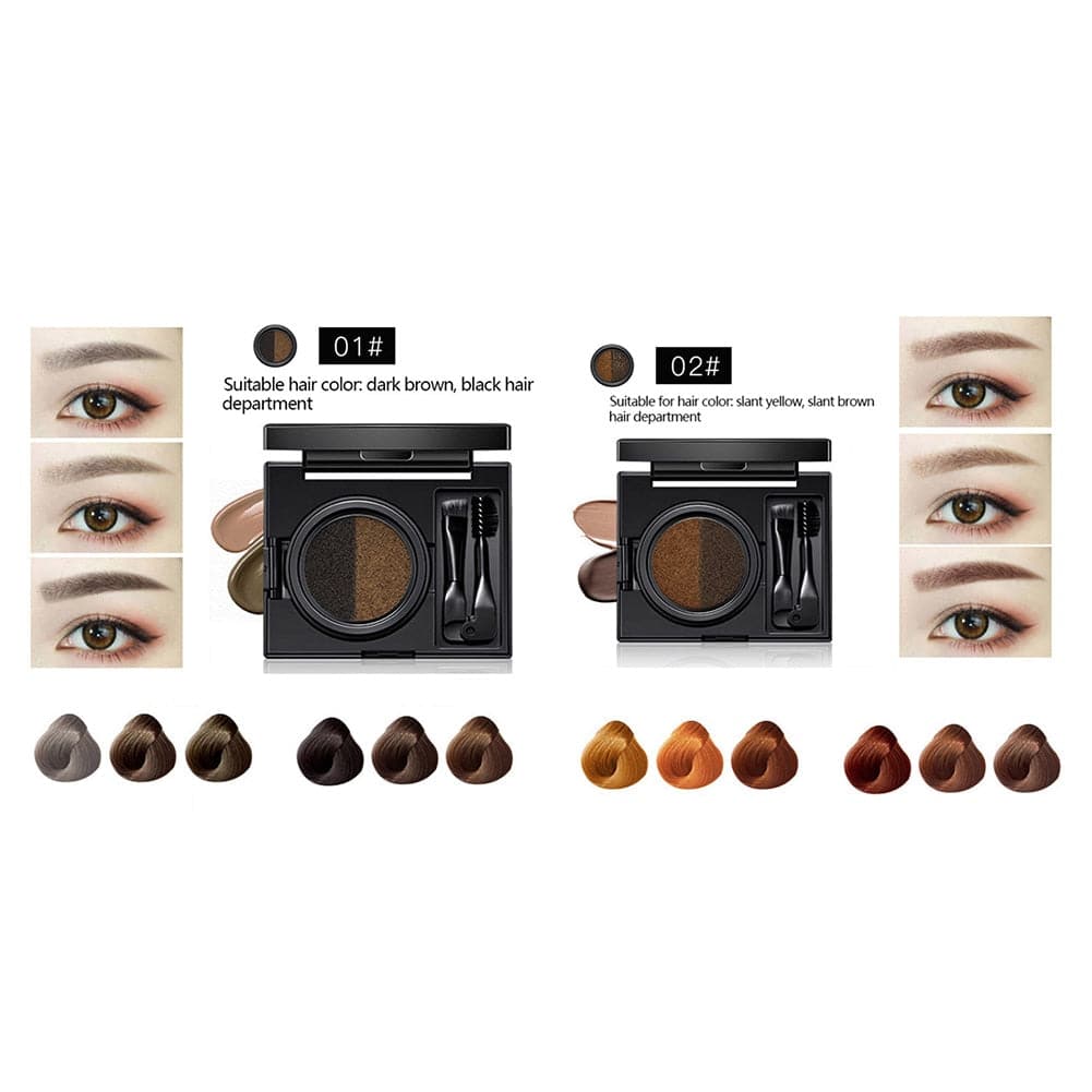 2 Color Set Waterproof Eyebrow Powder Eyebrow Cream Air Cushion Eye Brow Palette Dye Eyebrow