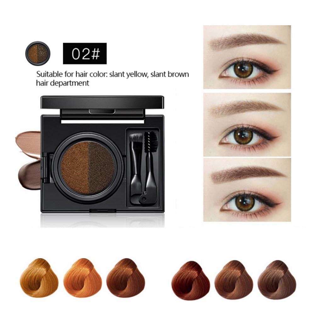 2 Color Set Waterproof Eyebrow Powder Eyebrow Cream Air Cushion Eye Brow Palette Dye Eyebrow