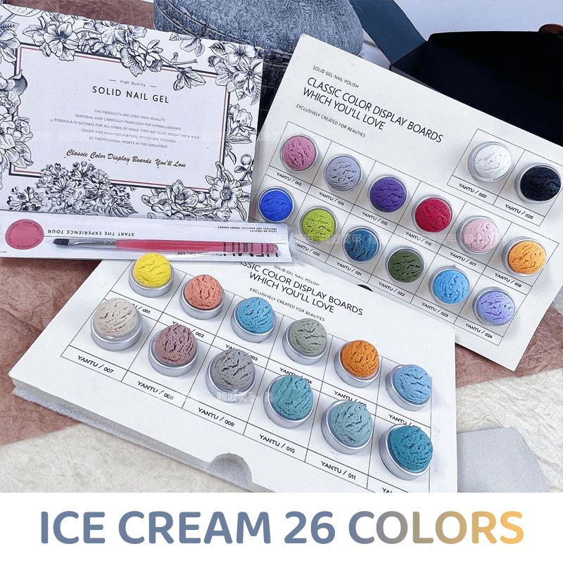 Macarone 26 Color Nail Polish Glue Solid Ice Cream Can