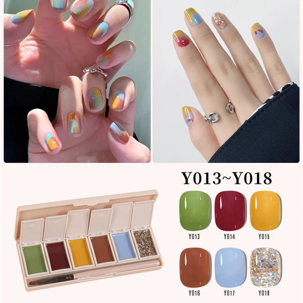 Six-Color Solid Pudding Cream Nail Gel Polish Quick Drying Solid Glue Painting Nail Varnish Solid Uv Gel Diy Nail Kit