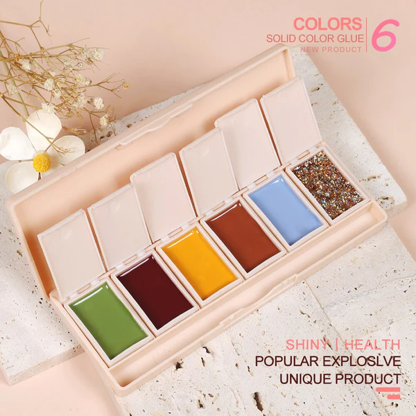 Six-Color Solid Pudding Cream Nail Gel Polish Quick Drying Solid Glue Painting Nail Varnish Solid Uv Gel Diy Nail Kit