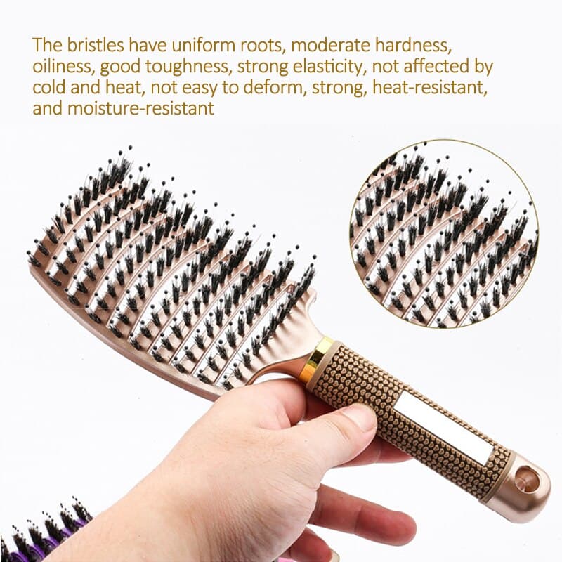 Bristle&Nylon Hair Brush Girls Hair Scalp Massage Comb Women Wet Curly Detangle Hair Brush for Salon Hairdressing Styling Tool