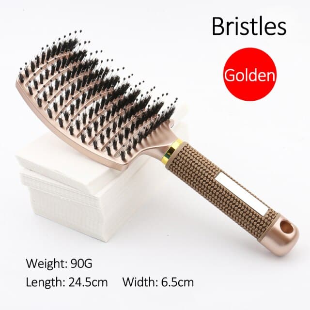 Bristle&Nylon Hair Brush Girls Hair Scalp Massage Comb Women Wet Curly Detangle Hair Brush for Salon Hairdressing Styling Tool