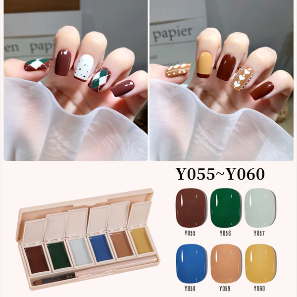 Six-Color Solid Pudding Cream Nail Gel Polish Quick Drying Solid Glue Painting Nail Varnish Solid Uv Gel Diy Nail Kit