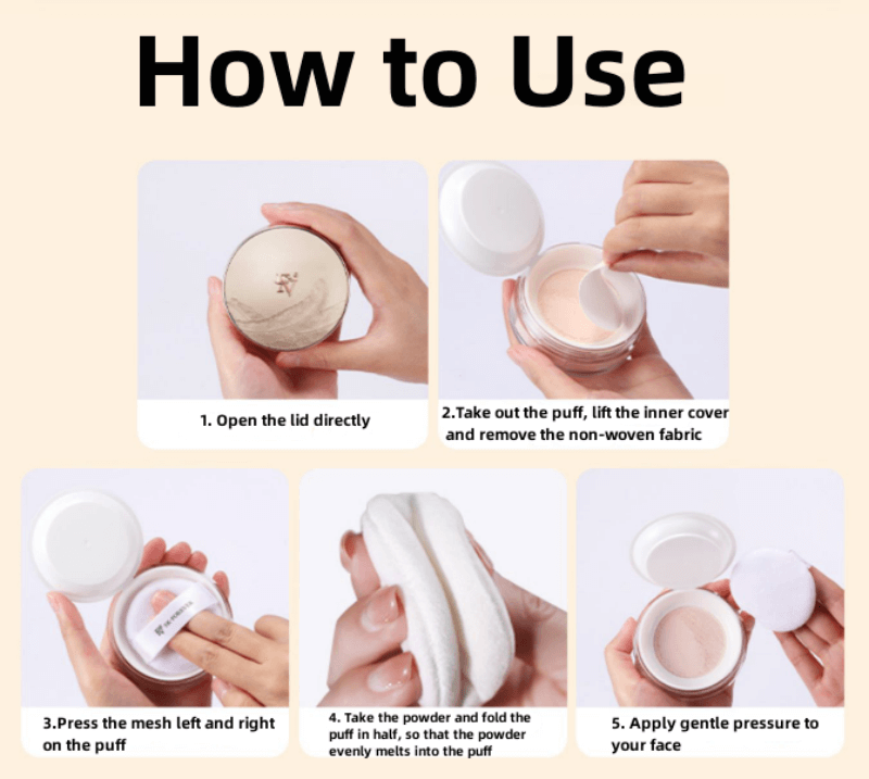 TikTok Loose Powder with Puff Mineral Waterproof Matte Setting Powder Finish Makeup Oil-control Professional Cosmetics for Women