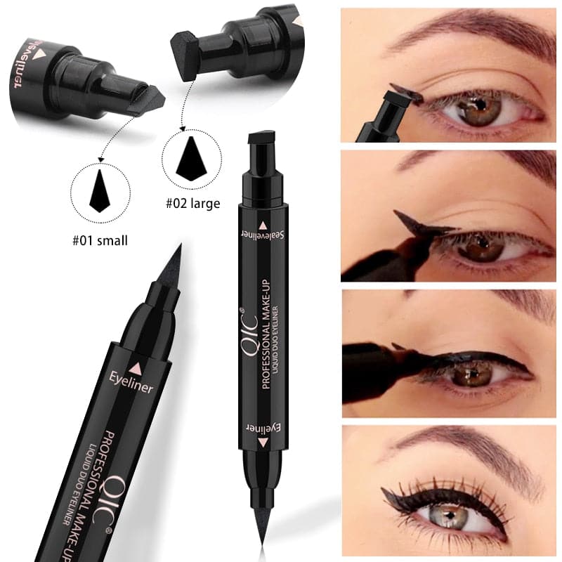 Black Liquid Eyeliner Stamp Marker Pencil Waterproof Stamp Double-ended Eye Liner Pen Cosmetic Eyliner