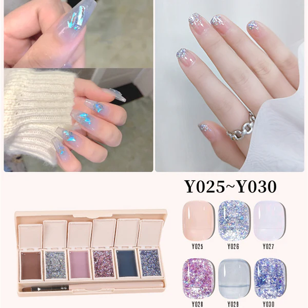 Six-Color Solid Pudding Cream Nail Gel Polish Quick Drying Solid Glue Painting Nail Varnish Solid Uv Gel Diy Nail Kit