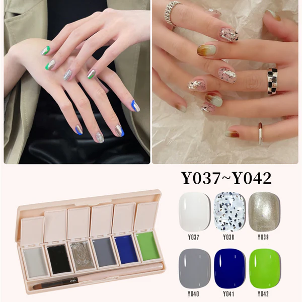 Six-Color Solid Pudding Cream Nail Gel Polish Quick Drying Solid Glue Painting Nail Varnish Solid Uv Gel Diy Nail Kit