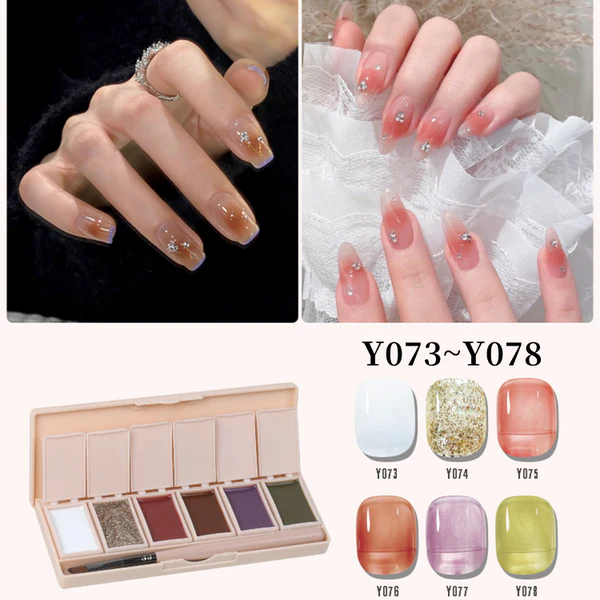 Six-Color Solid Pudding Cream Nail Gel Polish Quick Drying Solid Glue Painting Nail Varnish Solid Uv Gel Diy Nail Kit