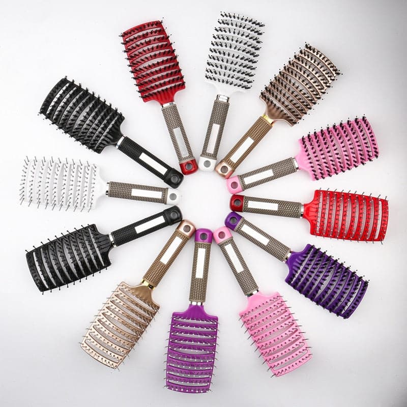 Bristle&Nylon Hair Brush Girls Hair Scalp Massage Comb Women Wet Curly Detangle Hair Brush for Salon Hairdressing Styling Tool