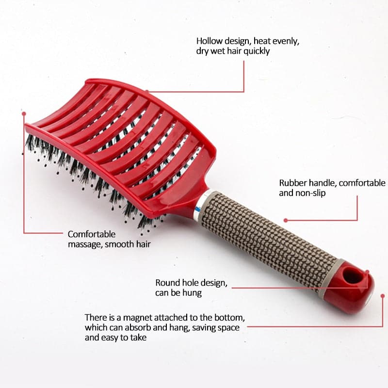 Bristle&Nylon Hair Brush Girls Hair Scalp Massage Comb Women Wet Curly Detangle Hair Brush for Salon Hairdressing Styling Tool