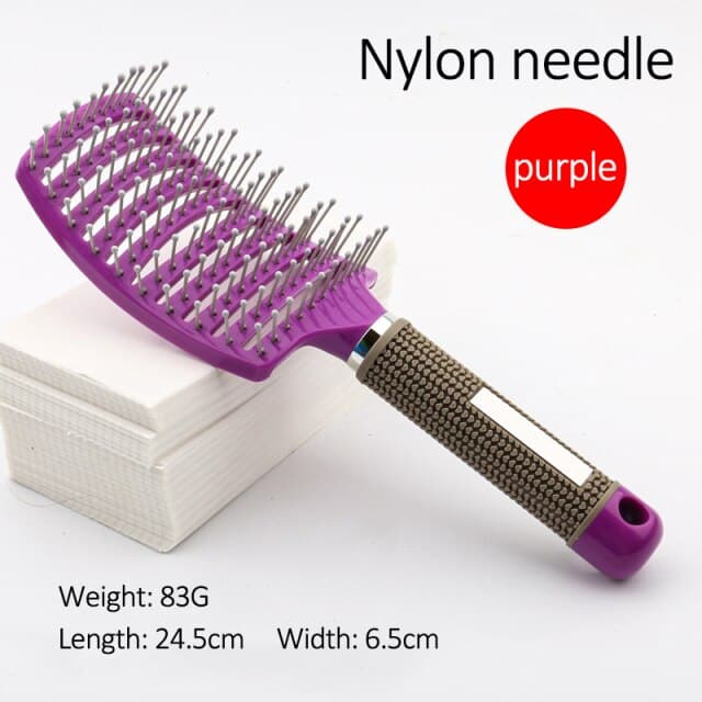 Bristle&Nylon Hair Brush Girls Hair Scalp Massage Comb Women Wet Curly Detangle Hair Brush for Salon Hairdressing Styling Tool