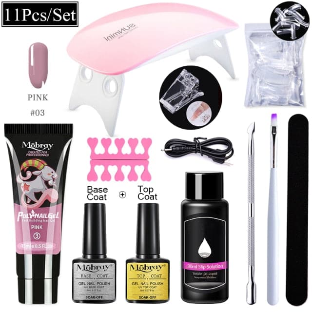 Polygels Poly Nail Gel Extension Nail Kit All For Manicure Set Acrylic Building LED Gel Polish For Nails Art Design