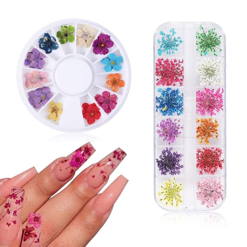 1 Set Natural Floral Nail Art Decorations Mixed Color Nail Decal Jewelry Dried Flower Accessories For DIY Manicure Design