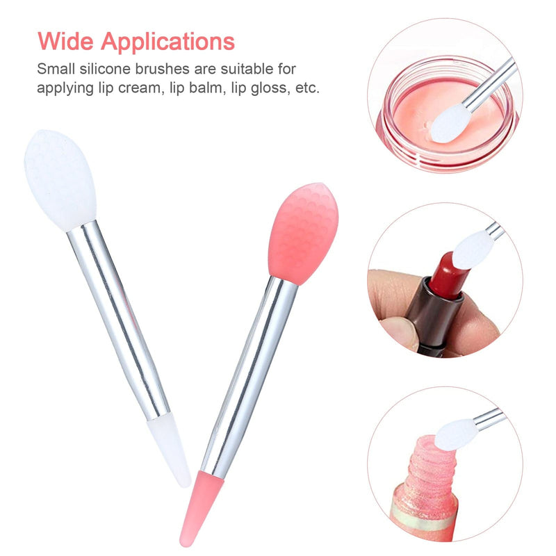 10pcs Silicone Lip Brush Set Small Makeup Brushes Lipstick Applicator Brushes with 2 Anti-lost Cover