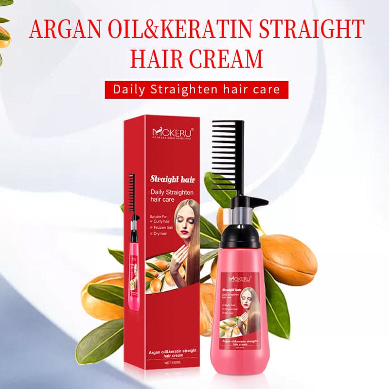 Hair Straightener Cream Herbal Keratin Straight Hair Cream Comb Professional Hair Care Hair Softener
