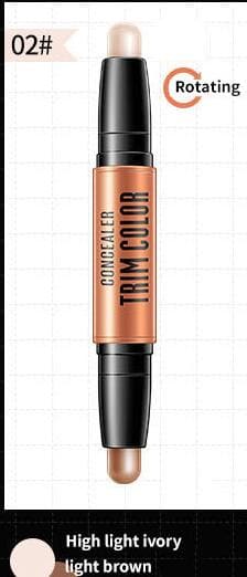 Concealer Double Head 3D Highlighter Stick Face Makeup Foundation Stick Cream Texture Contour Pencil